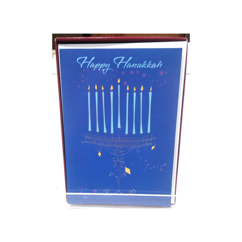 SILVER FOIL MENORAH HANUKKAH BOXED GREETING CARDS