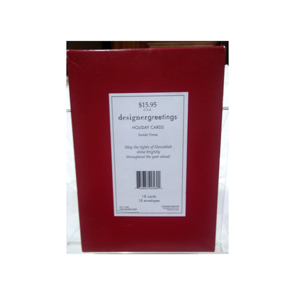SILVER FOIL MENORAH HANUKKAH BOXED GREETING CARDS