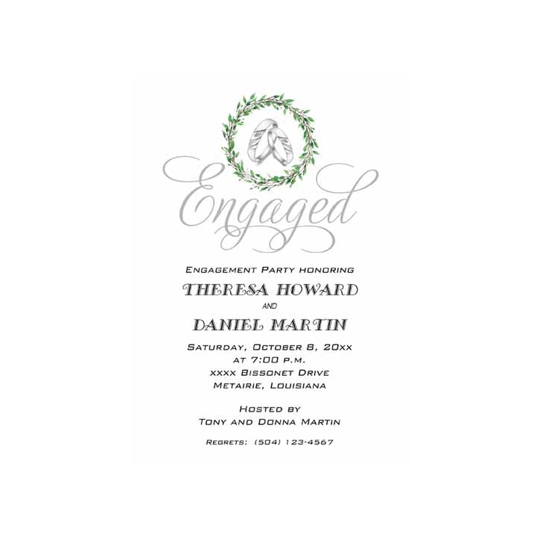 SILVER RINGS WITH GREENERY THEME CUSTOM INVITATION