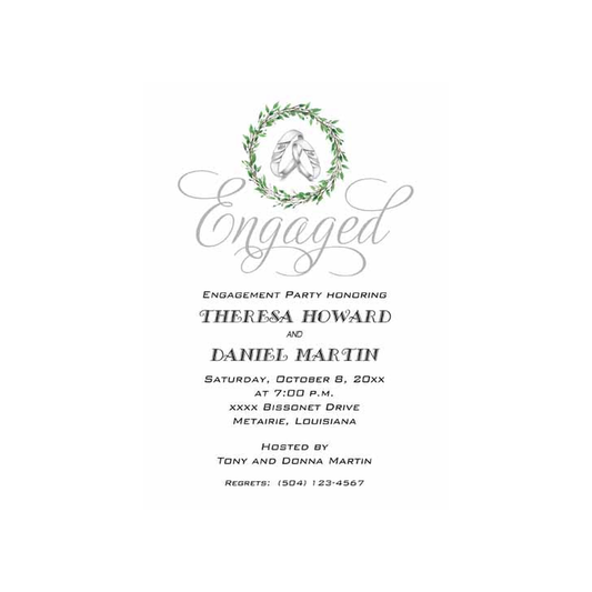 SILVER RINGS WITH GREENERY THEME CUSTOM INVITATION
