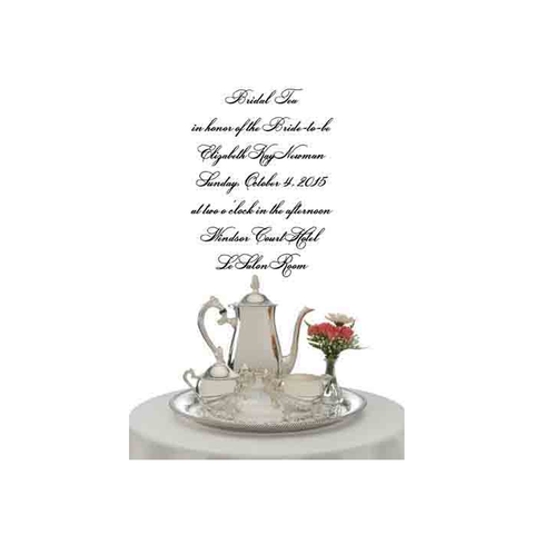 SILVER TEA SERVICE ON TABLE CUSTOM INVITATION
