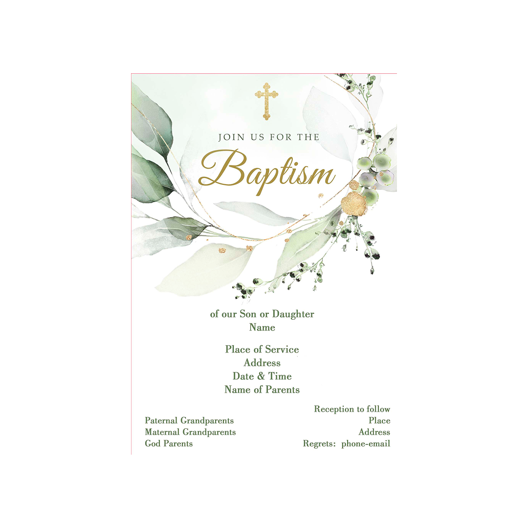 SIMPLE NATURE ACCENTS CROSS CUSTOM INVITATION
