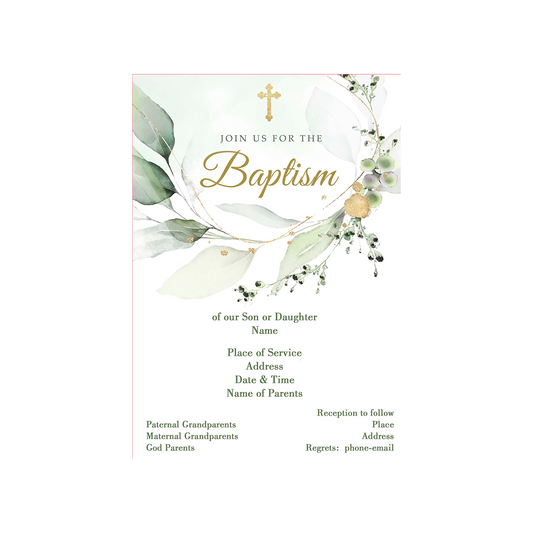SIMPLE NATURE ACCENTS CROSS CUSTOM INVITATION