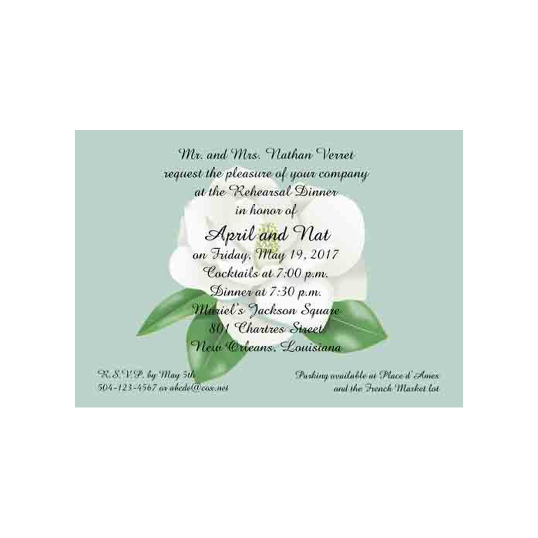 SINGLE MAGNOLIA BLOOM CUSTOM INVITATION