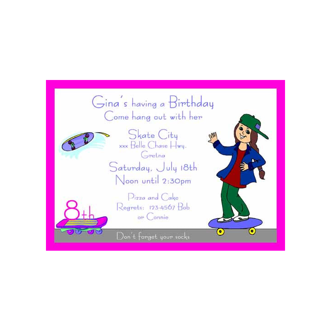 SKATE BOARD KIDS CUSTOM INVITATION