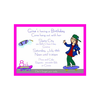 SKATE BOARD KIDS CUSTOM INVITATION