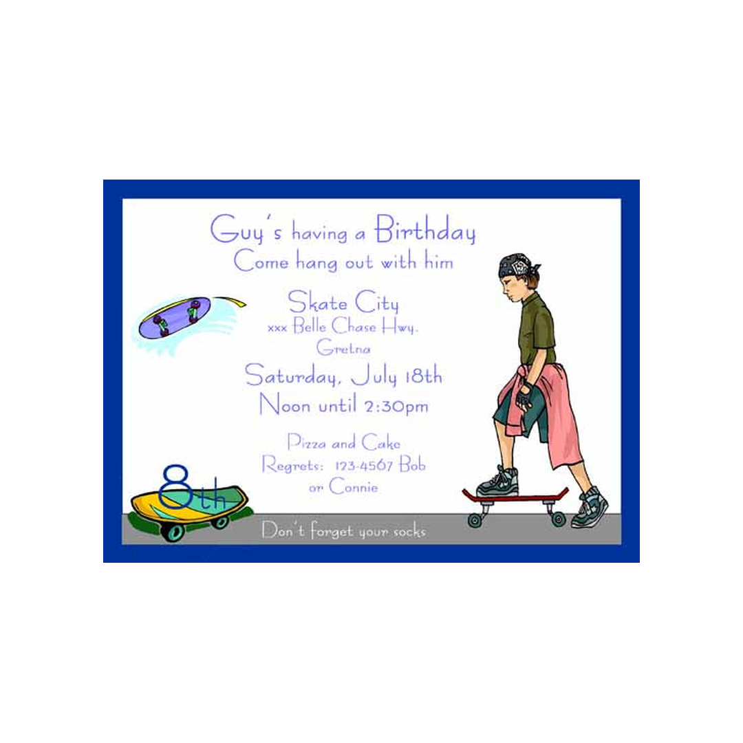 SKATE BOARD KIDS CUSTOM INVITATION