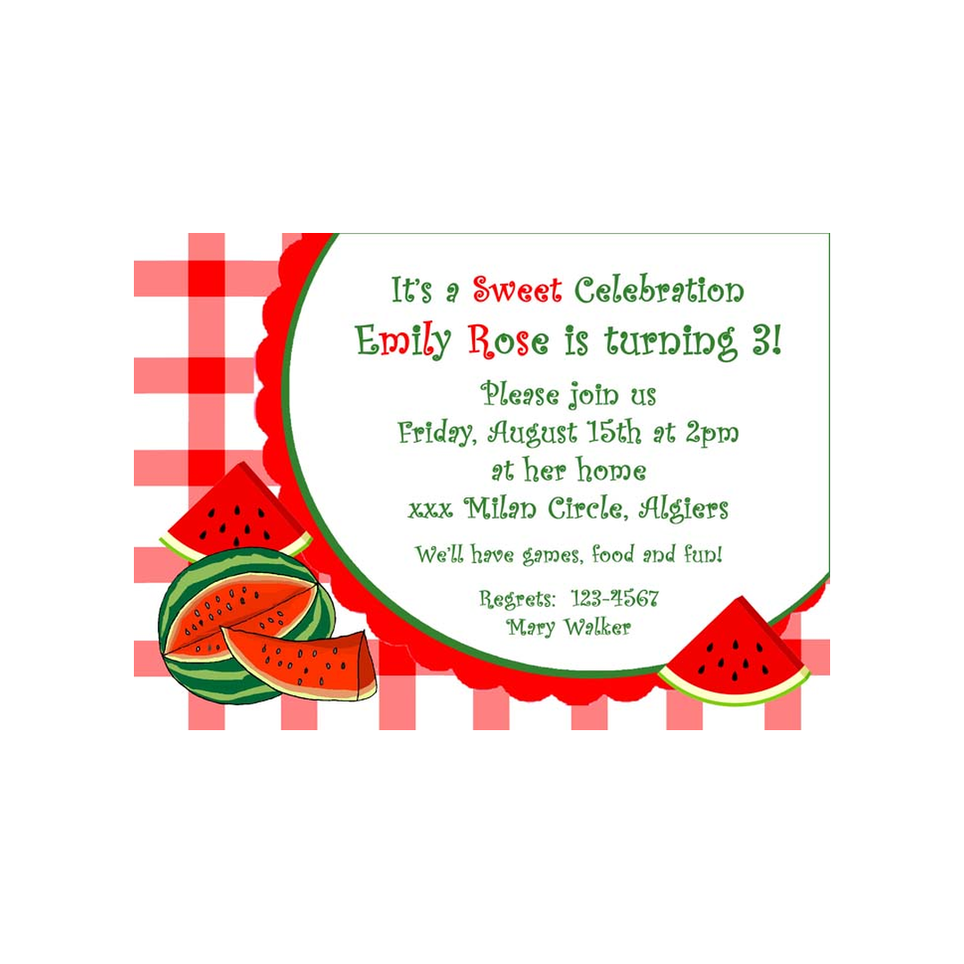 SLICE OF WATERMELON CUSTOM INVITATION