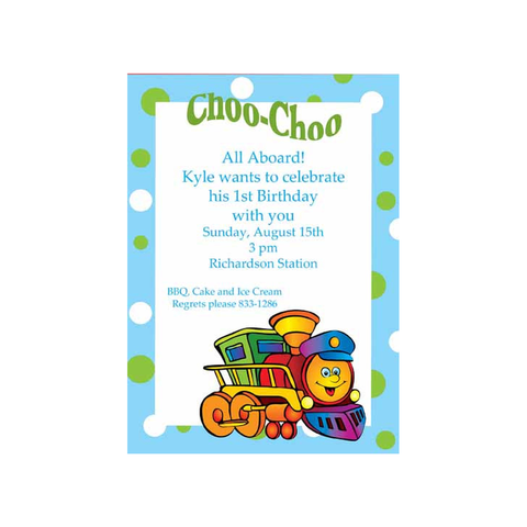 SMILING CHOO CHOO TRAIN CUSTOM INVITATION