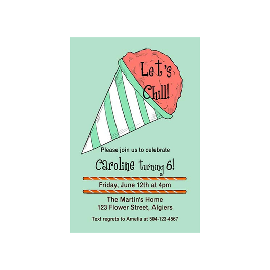 SNOWBALL OR SNOW CONE CUSTOM INVITATION