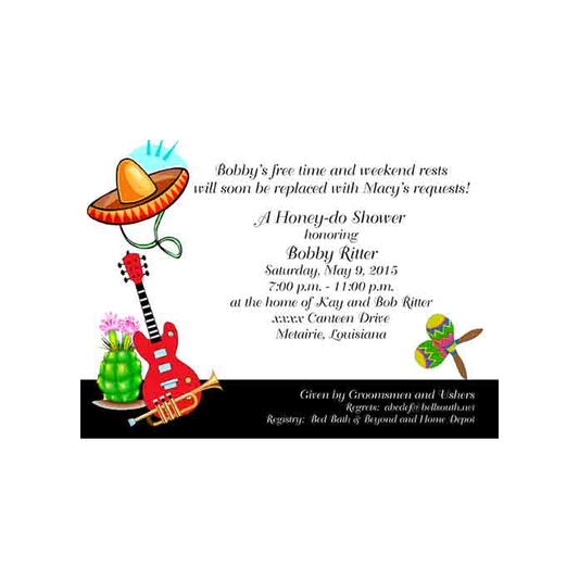 SOMBRERO AND INSTRUMENTS CUSTOM INVITATION