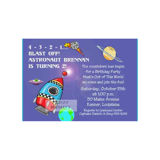 SPACE ROCKET 2 CUSTOM INVITATION