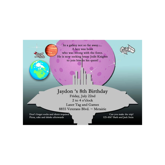 SPACE SHIP CITY CUSTOM INVITATION