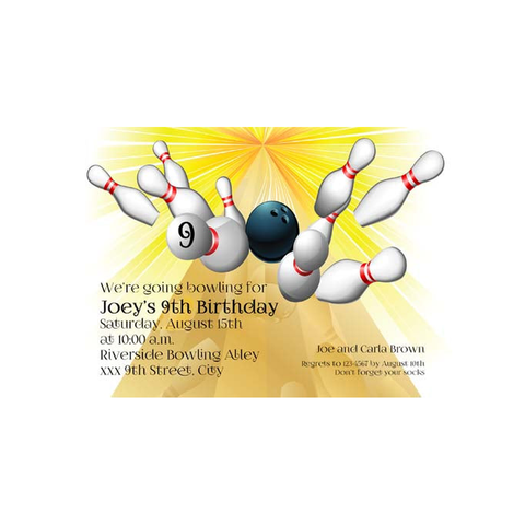 SPLITTING THE PINS - BOWLING CUSTOM INVITATION