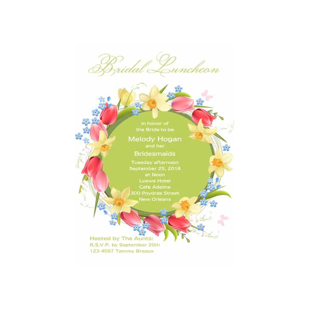 SPRING FLORAL WREATH CUSTOM INVITATION