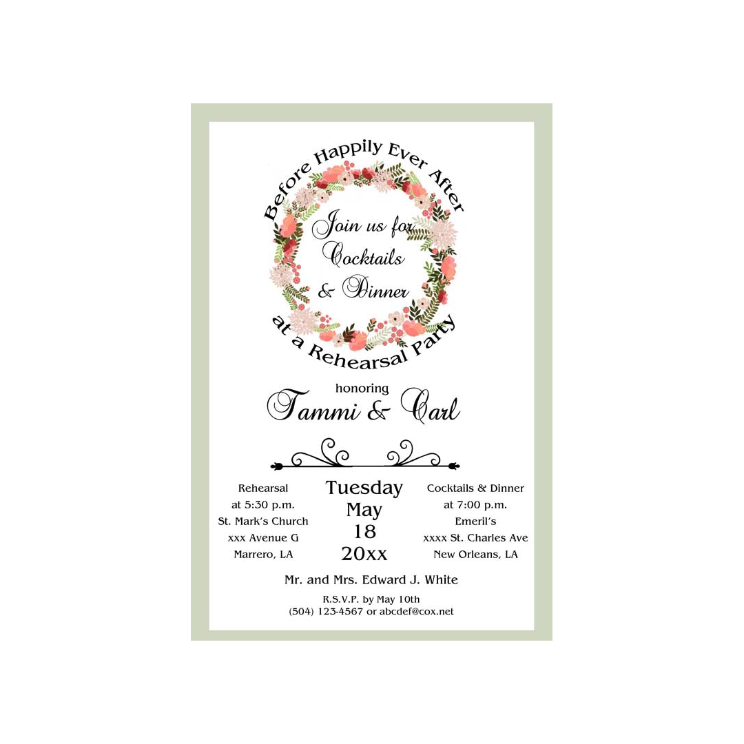 SPRING FLORAL WREATH CUSTOM INVITATION