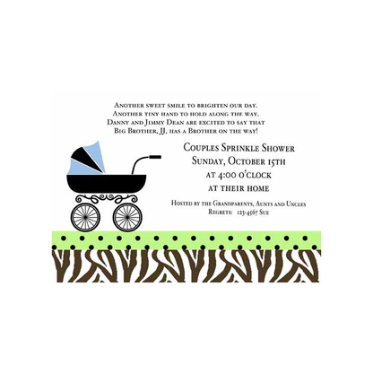 SPRINKLE SHOWER WITH LEOPARD BABY CARRIAGE CUSTOM INVITATION