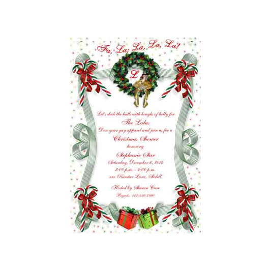 STARS, WREATH AND CANDY CANES CUSTOM INVITATION