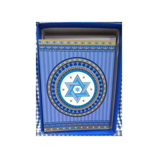 STAR OF DAVID MEDALLION HANUKKAH BOXED GREETING CARDS