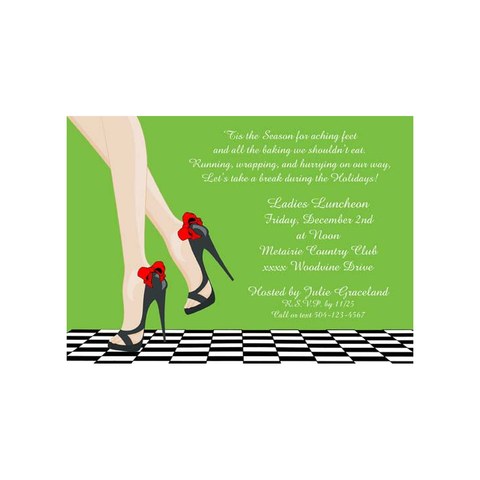 STEPPING OUT SHOE WITH BOWS CUSTOM INVITATION