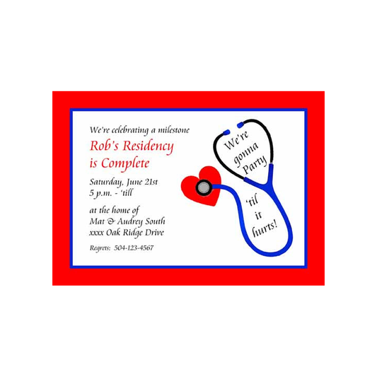 STETHOSCOPE MEDICAL GRADUATION CUSTOM INVITATION