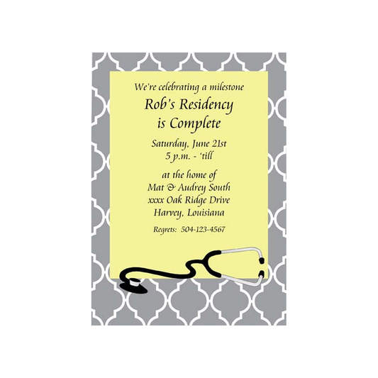 STETHOSCOPE QUAD BACKGROUND CUSTOM INVITATION