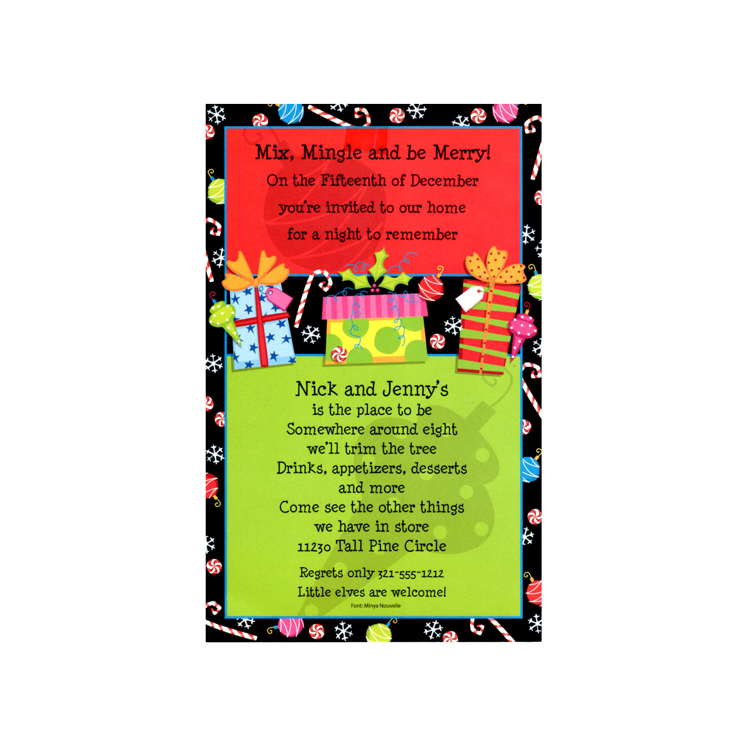 STOCKINGS AND PRESENTS BLANK STOCK INVITATION
