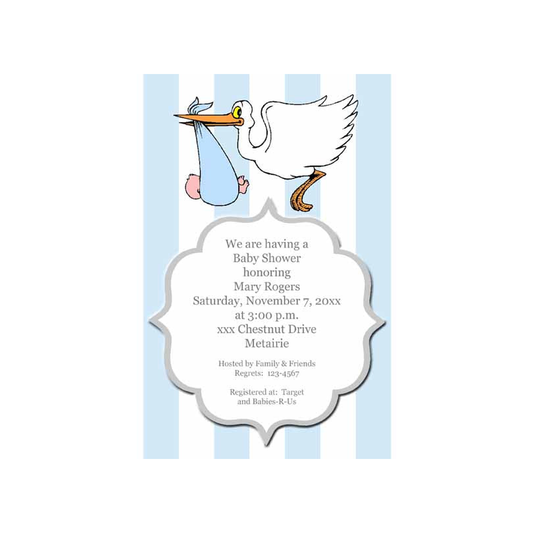 STORK WITH BABY CUSTOM INVITATION