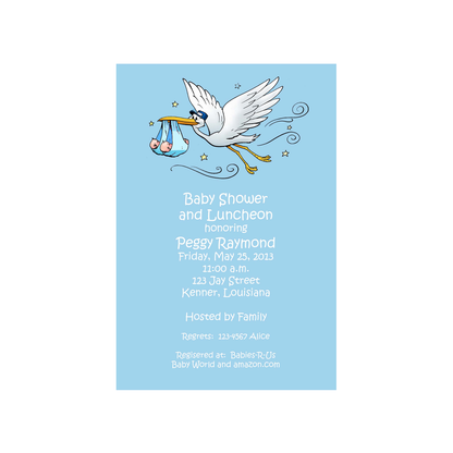 STORK WITH TWINS CUSTOM INVITATION