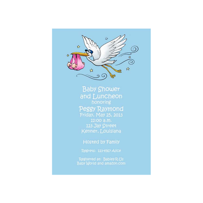 STORK WITH TWINS CUSTOM INVITATION