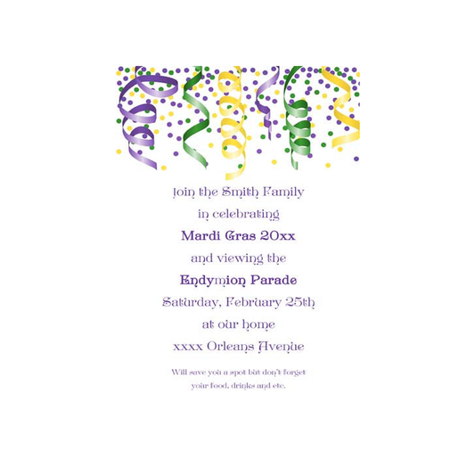 STREAMERS AND CONFETTI CUSTOM INVITATION