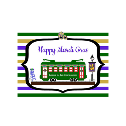 STREET CAR  - MARDI GRAS GREETING CARD