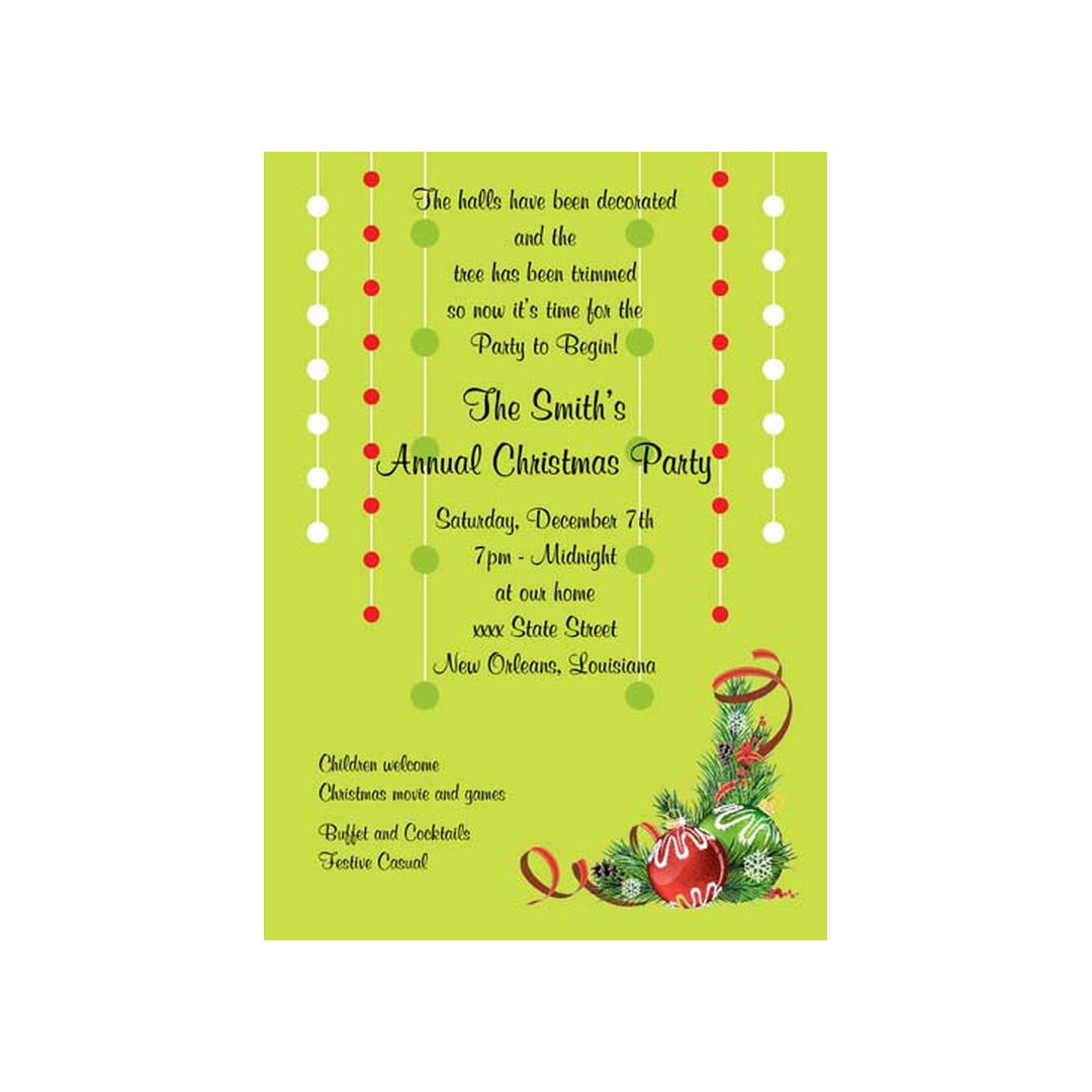 STRING OF DOTS AND ORNAMENTS CUSTOM INVITATION