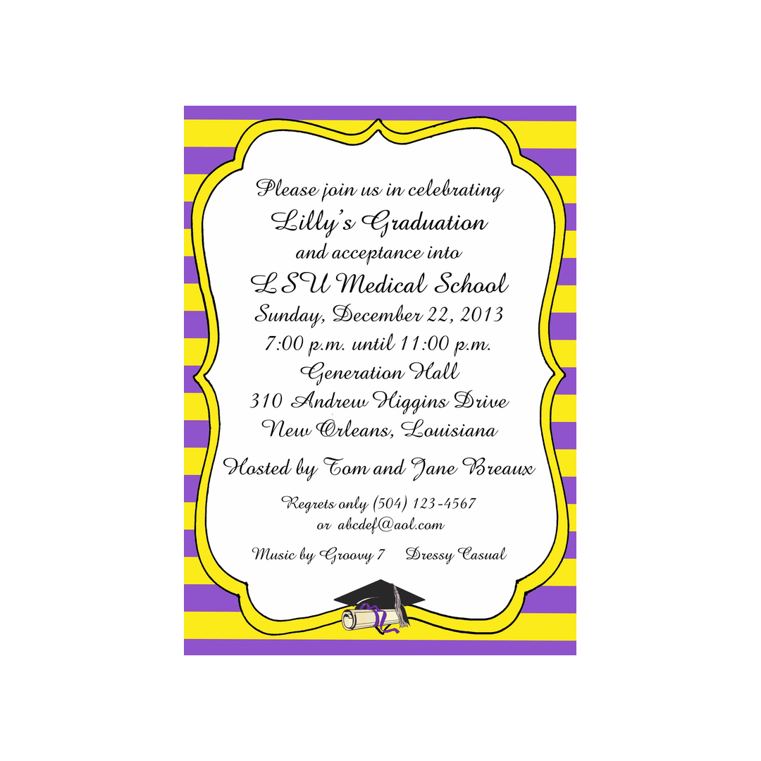 STRIPED GRADUATION CUSTOM INVITATION