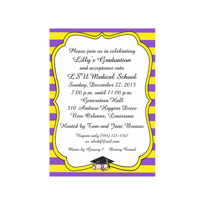 STRIPED GRADUATION CUSTOM INVITATION