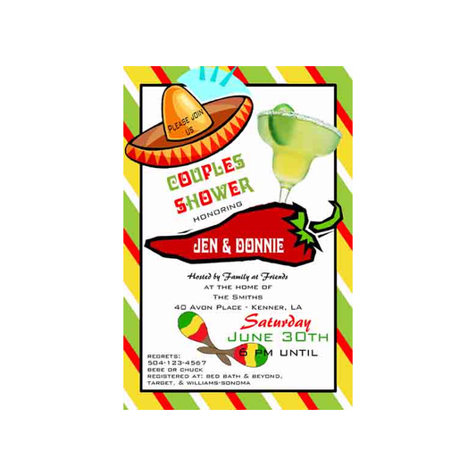 STRIPES AND BOLD MEXICAN ICONS CUSTOM INVITATION