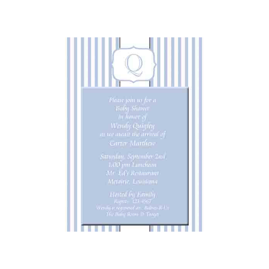STRIPES AND MONOGRAM CUSTOM INVITATION