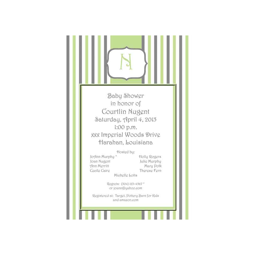 STRIPES AND MONOGRAM CUSTOM INVITATION