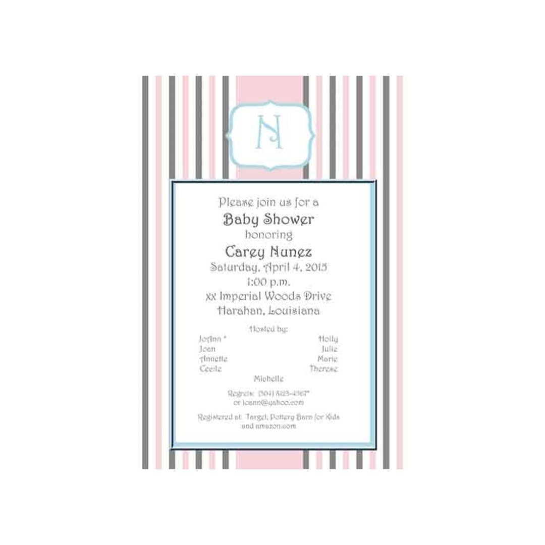 STRIPES AND MONOGRAM CUSTOM INVITATION