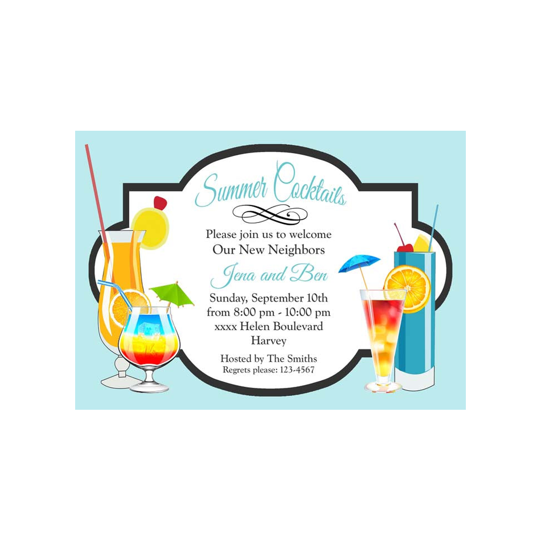 SUMMER COCKTAILS CUSTOM INVITATION