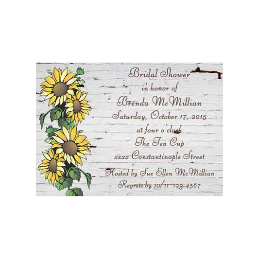 SUNFLOWERS ON BRICK WALL CUSTOM INVITATION
