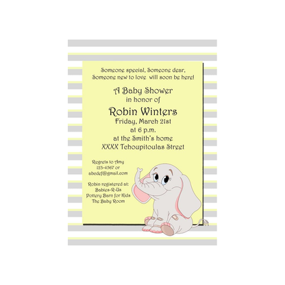 SWEET BABY ELEPHANTS CUSTOM INVITATION