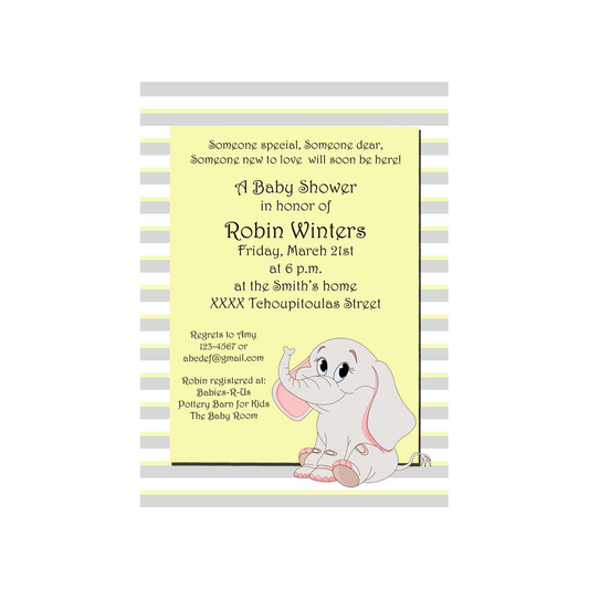 SWEET BABY ELEPHANT CUSTOM INVITATION