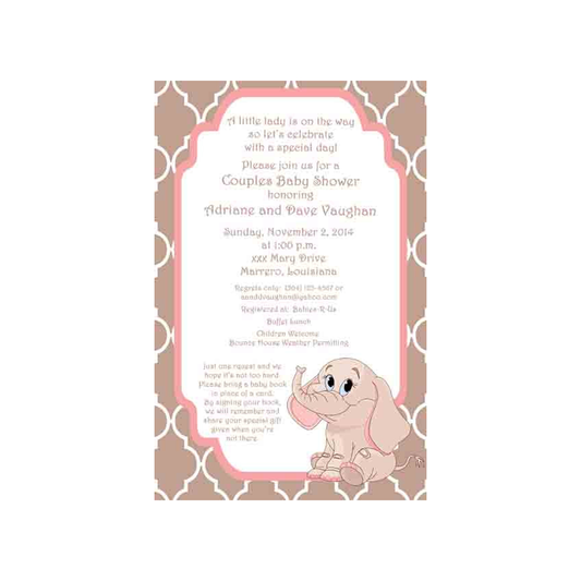 SWEET ELEPHANT QUAD CUSTOM INVITATION