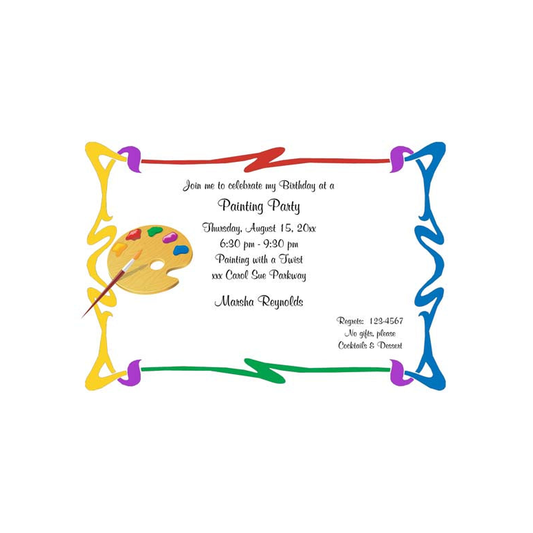 SWIRLING PAINT AND PALLET CUSTOM INVITATION