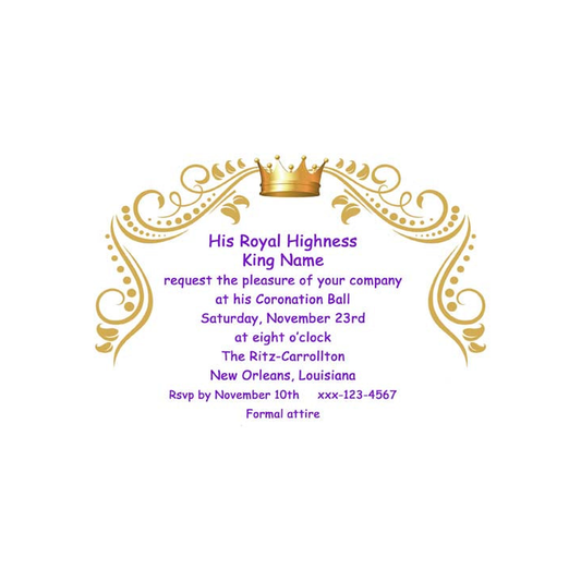 SWIRLS AND CROWN CUSTOM INVITATION
