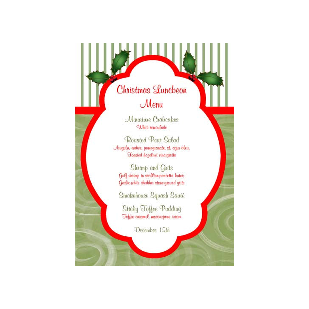 SWIRLS, STRIPES AND HOLLY CUSTOM INVITATION