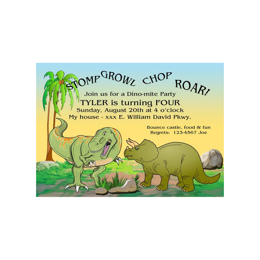 T-REX AND DINOSAURS CUSTOM INVITATION