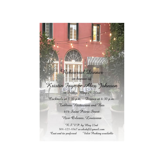 TABLEAU COURTYARD - A DICKIE BRENNAN RESTAURANT CUSTOM INVITATION