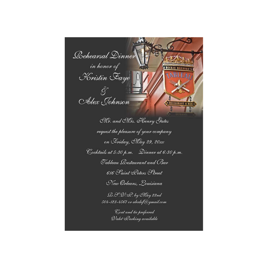 TABLEAU STREET SIGN FADE OUT- A DICKIE BRENNAN RESTAURANT CUSTOM INVITATION